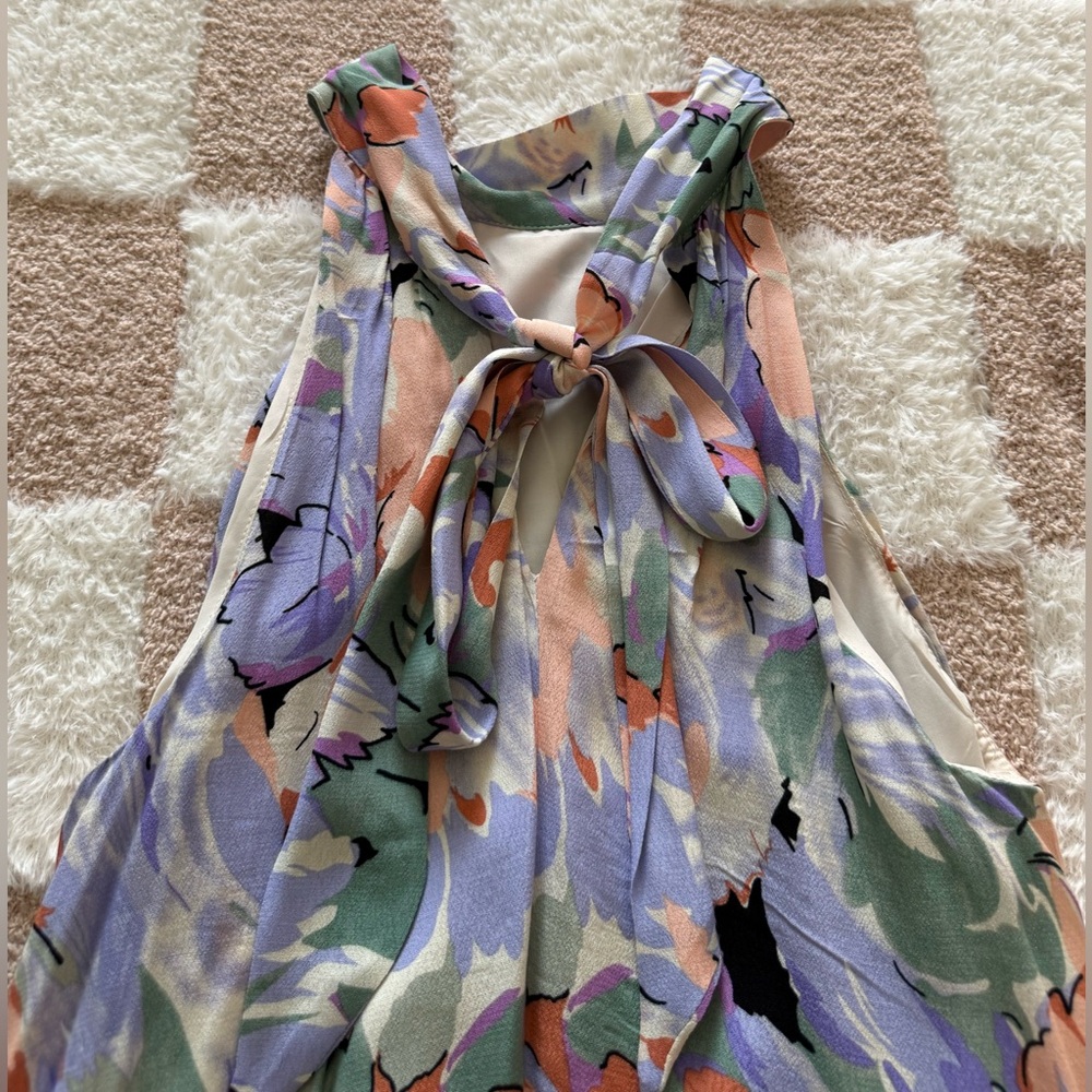 Lulus Tied Back To You Lavender Multi Floral Print Mini Shift Dress